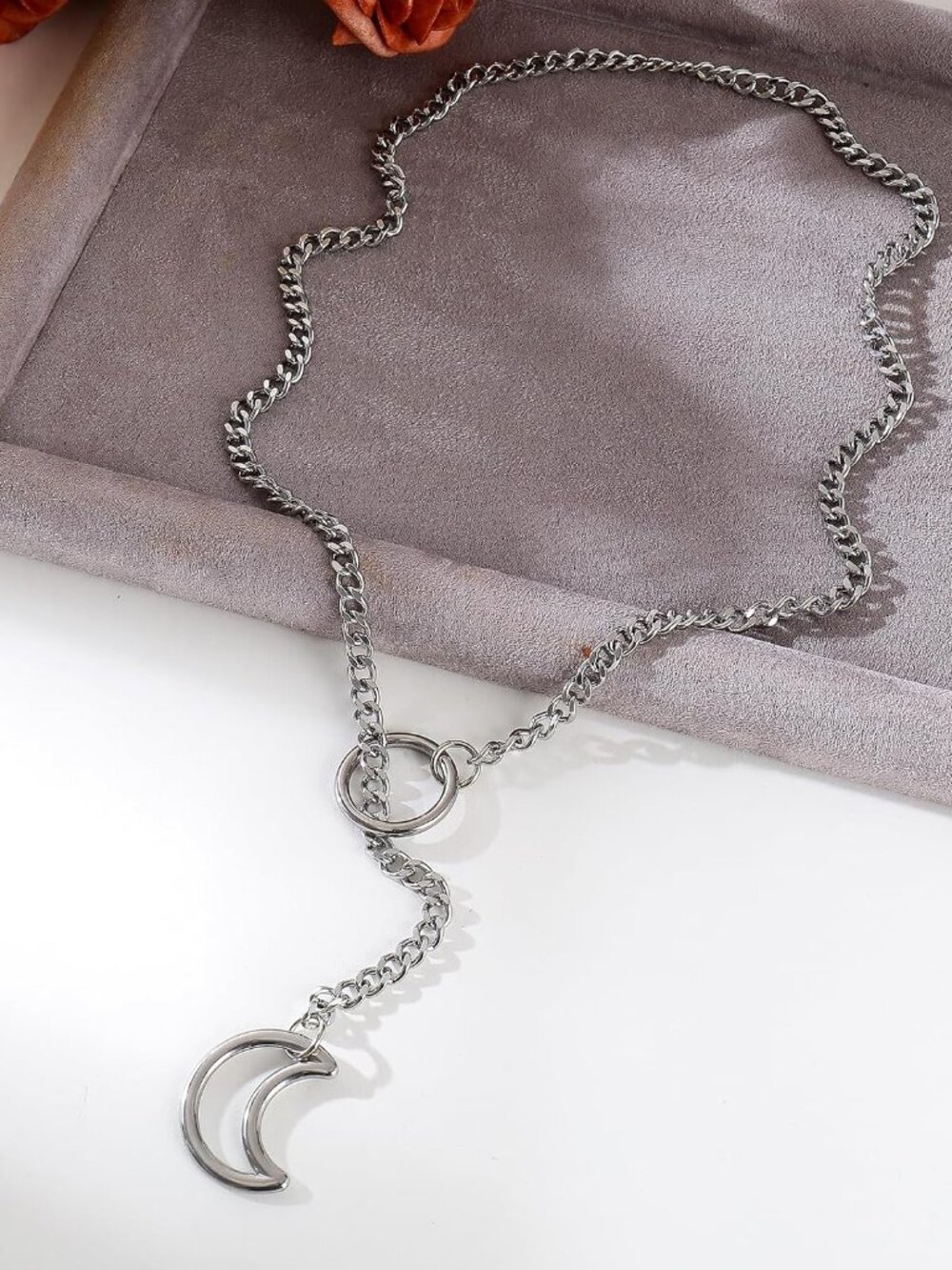 Slip Chain Choker for Women Handmade Black Stainless Steel Cuban Chain Chunky Mo - Picture 6 of 6